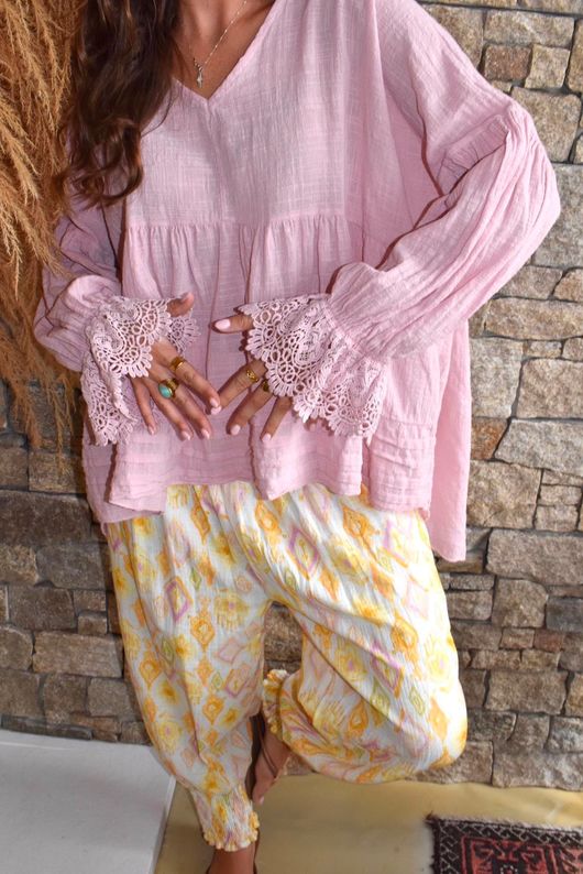 Sundaze Cheesecloth Vintage Artist Smock Rose